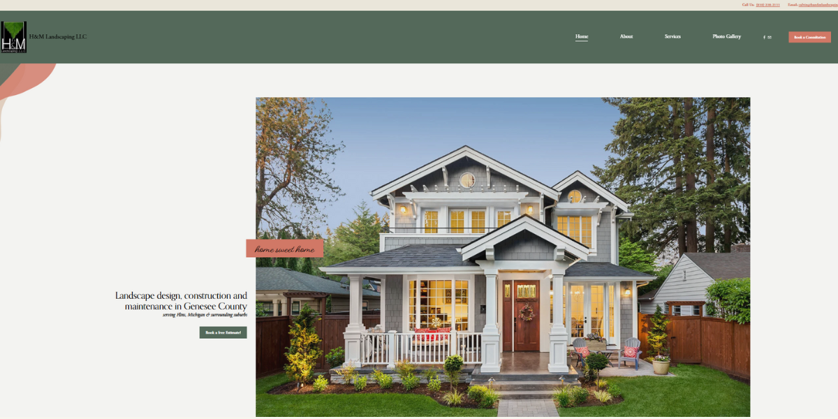 Landscaping company website example with a great homepage